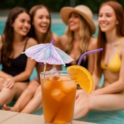 Parasolki do drinków drewniane Holograficzne HOLO 6 sztuk