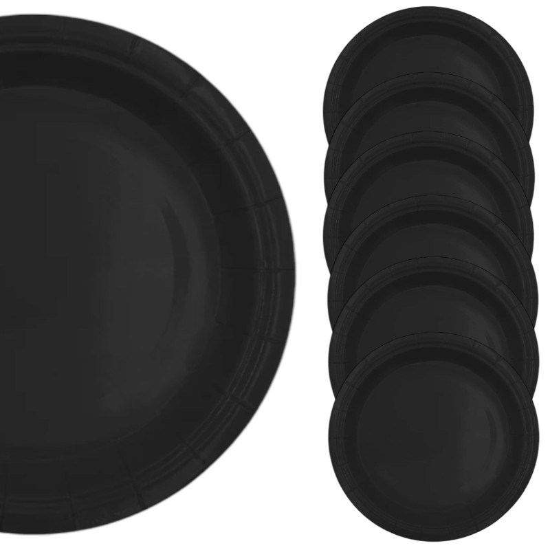 Czarne papierowe talerzyki 6 sztuk 18 cm