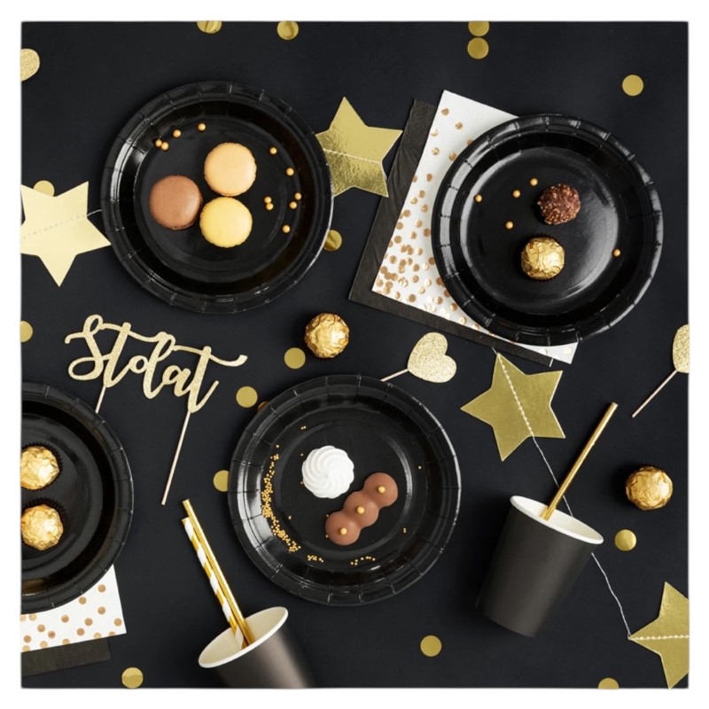 Czarne papierowe talerzyki 6 sztuk 18 cm