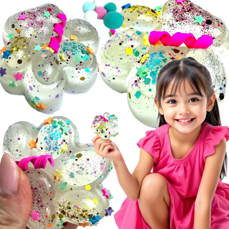 Gniotek Kocia łapka z Brokatowym Konfetti