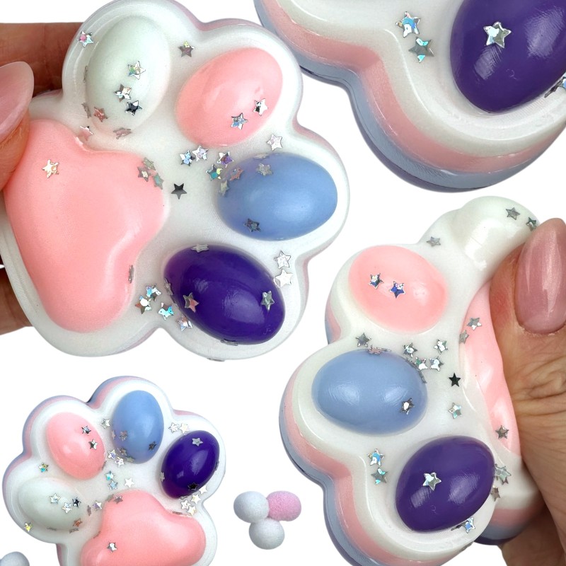 Gniotek Kocia Łapka Pastelowy efekt z galaktyczną posypką