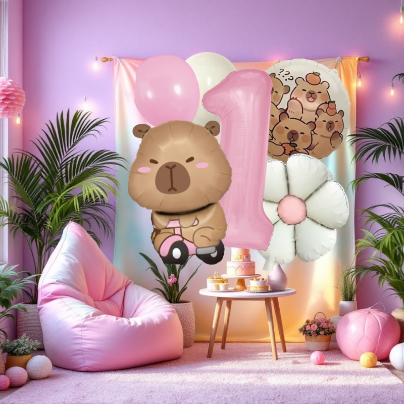 Zestaw Balonów Urodzinowych Kapibara Kapi Birthday