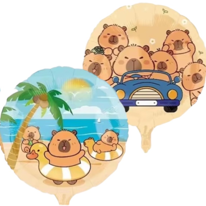 Balon foliowy okrągły Kapibara auto plaża