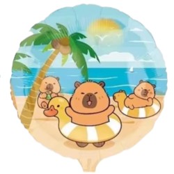 Balon foliowy okrągły Kapibara auto plaża