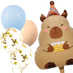 Zestaw urodzinowy z kapibarą balonami i girlandą Happy Birthday