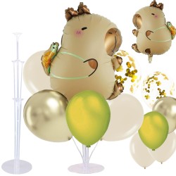 Zestaw balonów z kapibarą + stojak - bukiet balonowy 7 sztuk