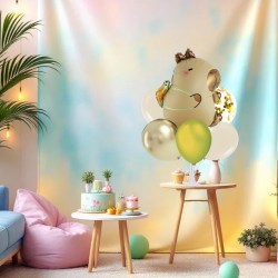 Zestaw balonów z kapibarą + stojak - bukiet balonowy 7 sztuk