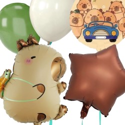 Zestaw balonów z kapibarą i zieloną cyfrą