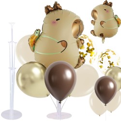 Zestaw balonów z kapibarą + stojak - bukiet balonowy 7 sztuk