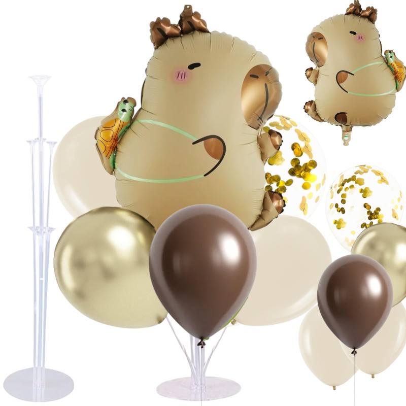 Zestaw balonów z kapibarą + stojak - bukiet balonowy 7 sztuk