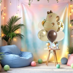 Zestaw balonów z kapibarą + stojak - bukiet balonowy 7 sztuk