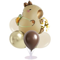 Zestaw balonów z kapibarą + stojak - bukiet balonowy 7 sztuk