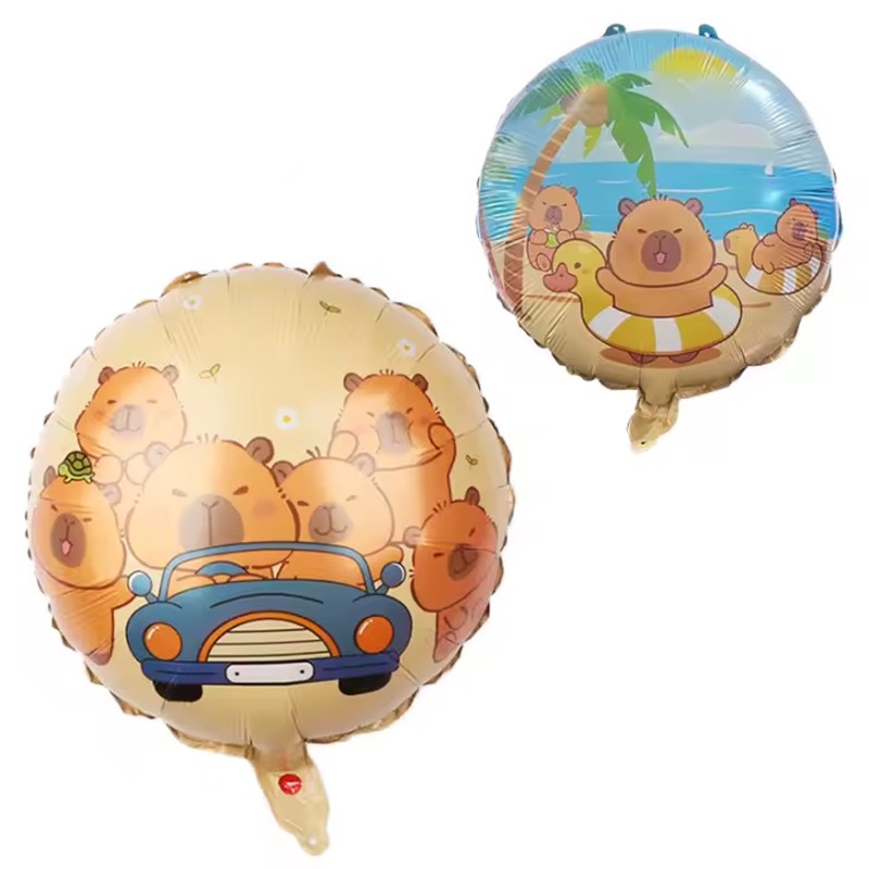 Zestaw balonów z kapibarą i zieloną cyfrą