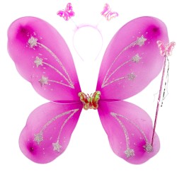 Strój Róż Fuksja Motylek Motyl Skrzydełka TUTU Cekiny