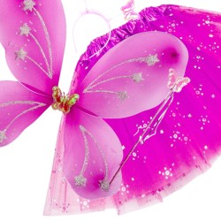 Strój Róż Fuksja Motylek Motyl Skrzydełka TUTU Cekiny