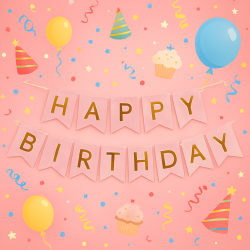 Girlanda Happy Birthday różowo-złoty baner urodzinowy
