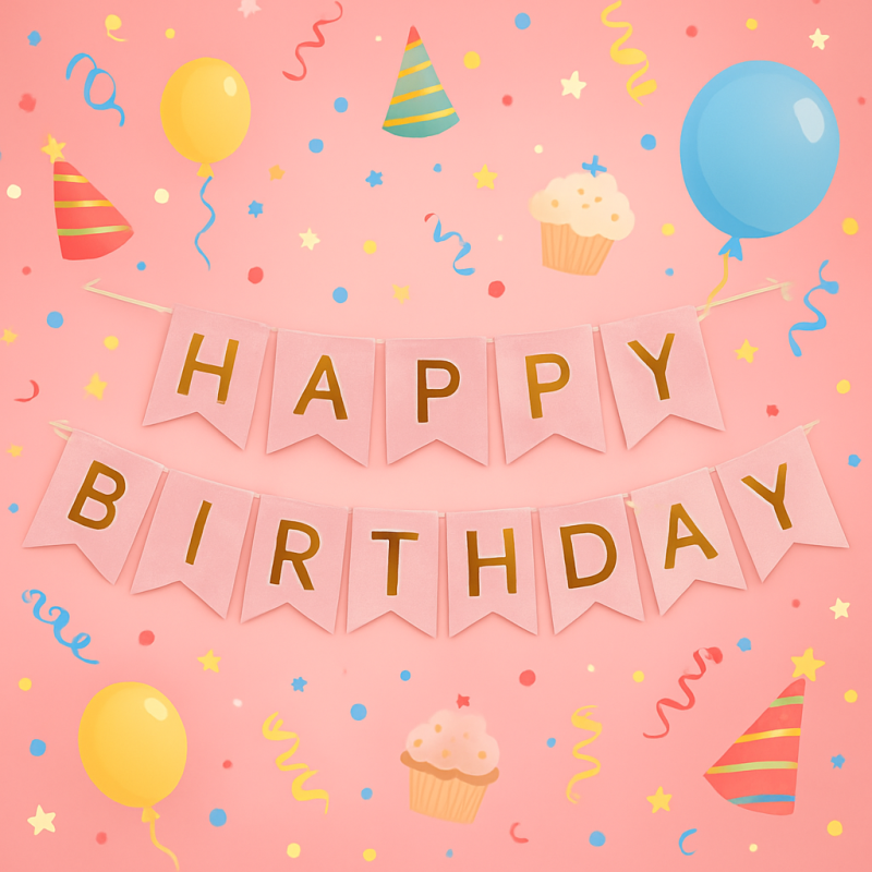 Girlanda Happy Birthday różowo-złoty baner urodzinowy