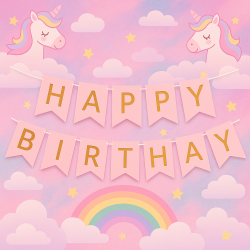 Girlanda Happy Birthday różowo-złoty baner urodzinowy