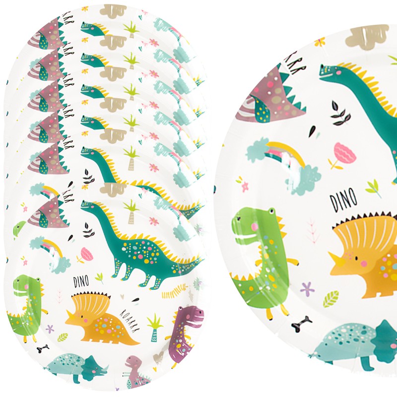 Kolorowe Talerzyki Dinozaury 18cm 6 sztuk