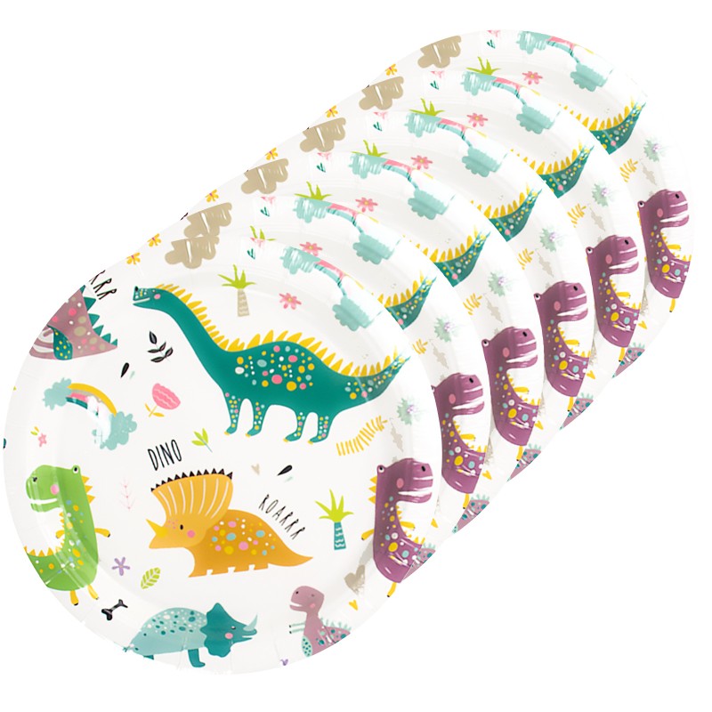 Kolorowe Talerzyki Dinozaury 18cm 6 sztuk