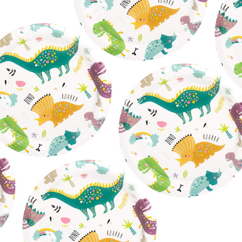 Zestaw Dinozaury Talerzyki i Kubeczki 6 kubeczków i 6 talerzyków