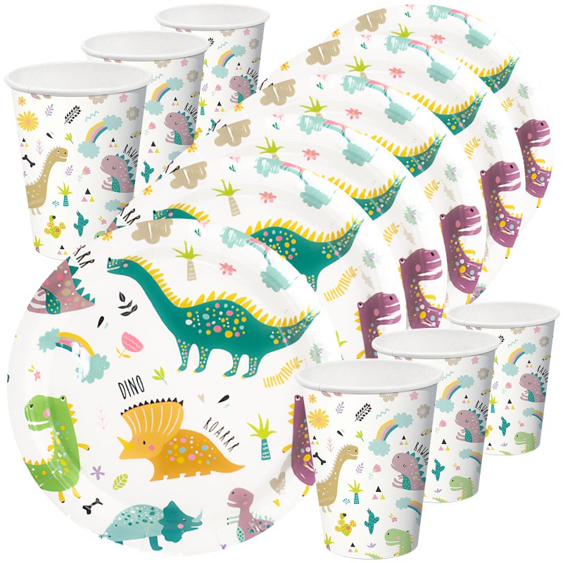 Zestaw Dinozaury Talerzyki i Kubeczki 6 kubeczków i 6 talerzyków