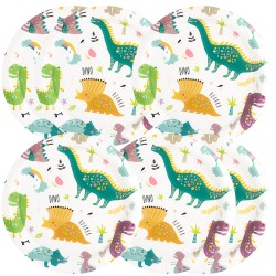 Zestaw Dziecięcy Dinozaury Talerzyki Kubeczki Słomki