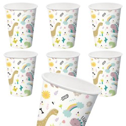 Zestaw Dziecięcy Dinozaury Talerzyki Kubeczki Słomki