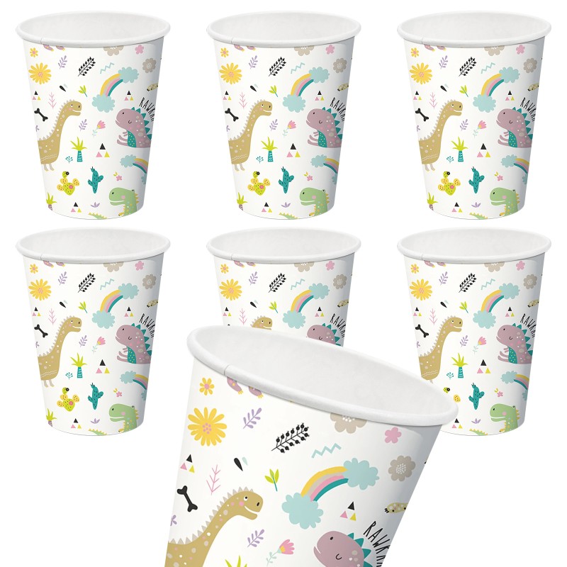 Zestaw Dziecięcy Dinozaury Talerzyki Kubeczki Słomki