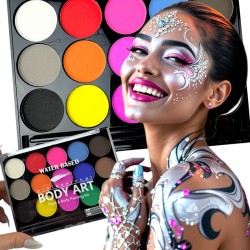 Body art wodne farby do twarzy i ciała 15 kolorów paletka
