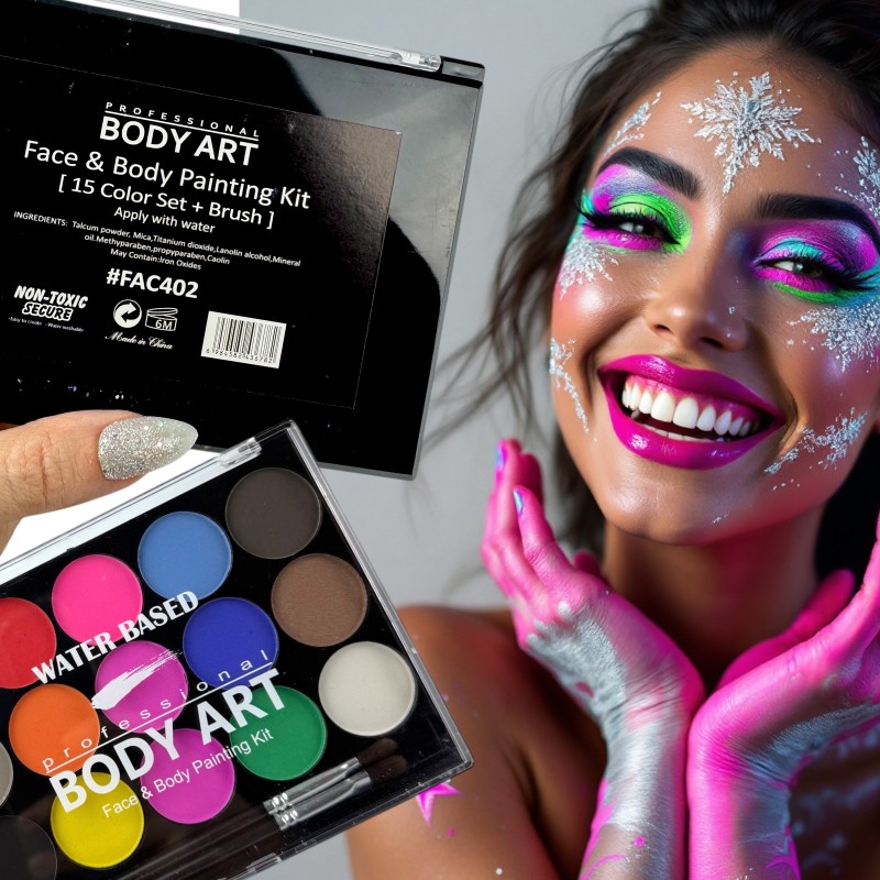 Body art wodne farby do twarzy i ciała 15 kolorów paletka