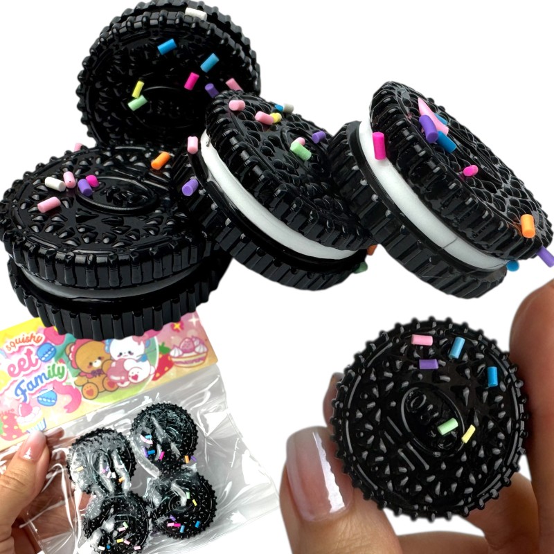 Gniotek Squishy Mini Oreo Zestaw 4 sztuki z kolorową posypką