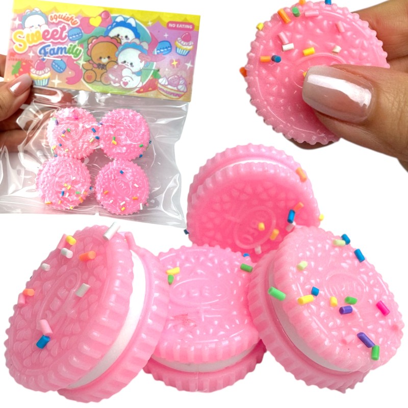 Gniotek Squishy Mini Oreo Zestaw 4 sztuki z kolorową posypką