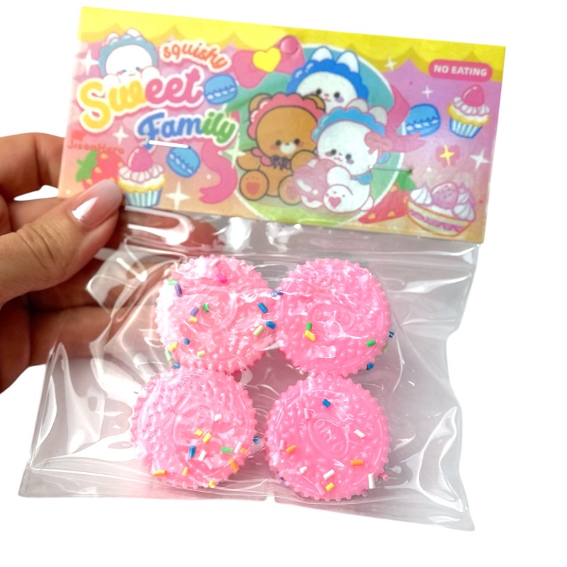 Gniotek Squishy Mini Oreo Zestaw 4 sztuki z kolorową posypką