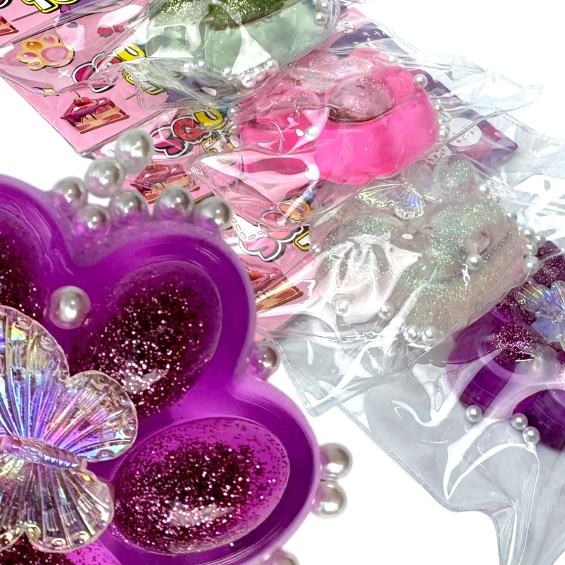 Antystresowy Gniotek Kocia Łapka Brokat z Motylkiem