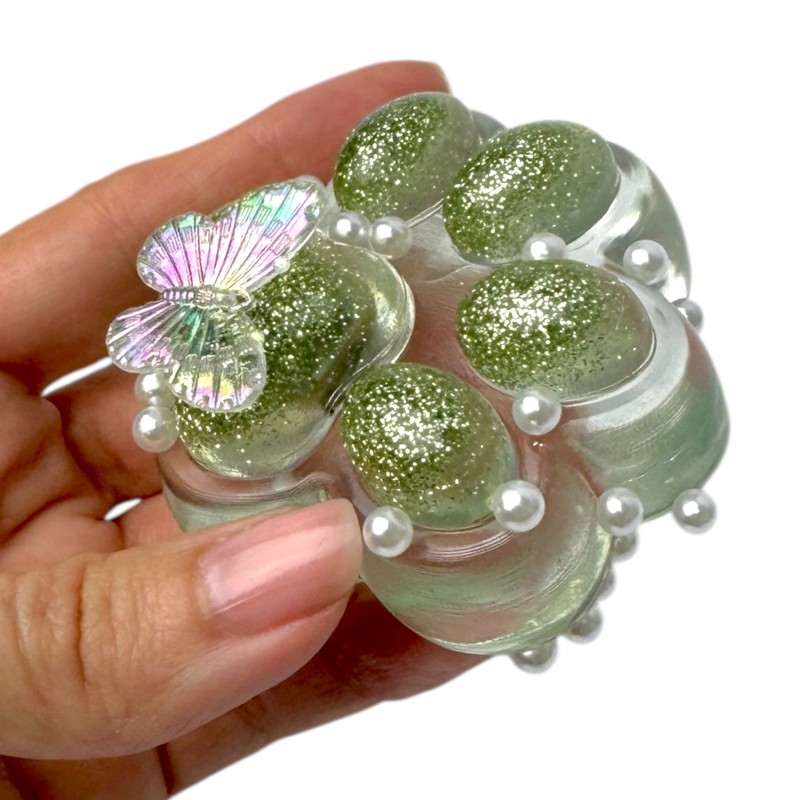 Antystresowy Gniotek Kocia Łapka Brokat z Motylkiem