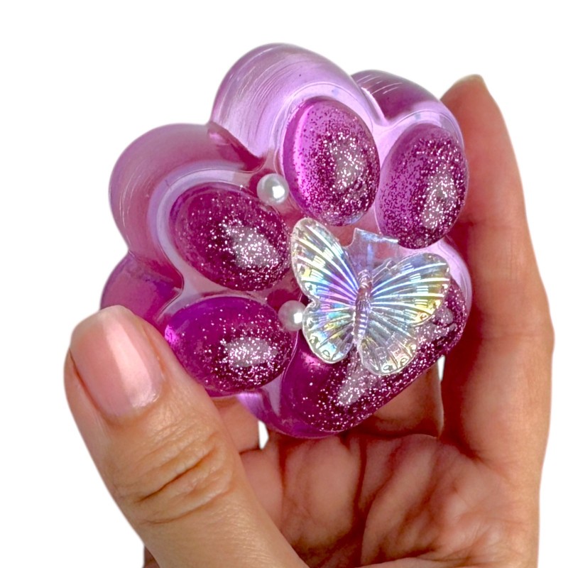 Antystresowy Gniotek Kocia Łapka Brokat z Motylkiem