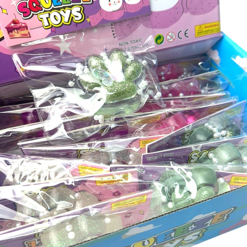 Antystresowy Gniotek Kocia Łapka Brokat z Motylkiem