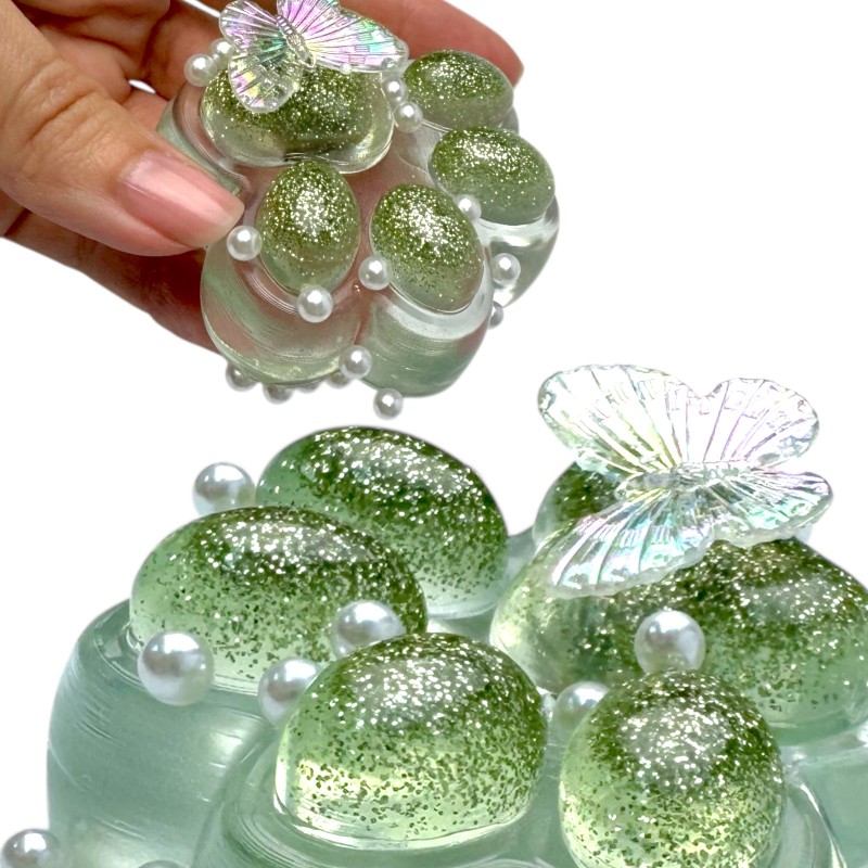 Antystresowy Gniotek Kocia Łapka Brokat z Motylkiem