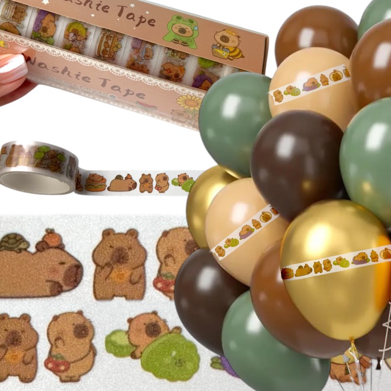Zestaw Urodzinowy Kapibara – Balony, Baner, Naklejki