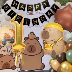 Zestaw Urodzinowy Kapibara – Balony, Baner, Naklejki