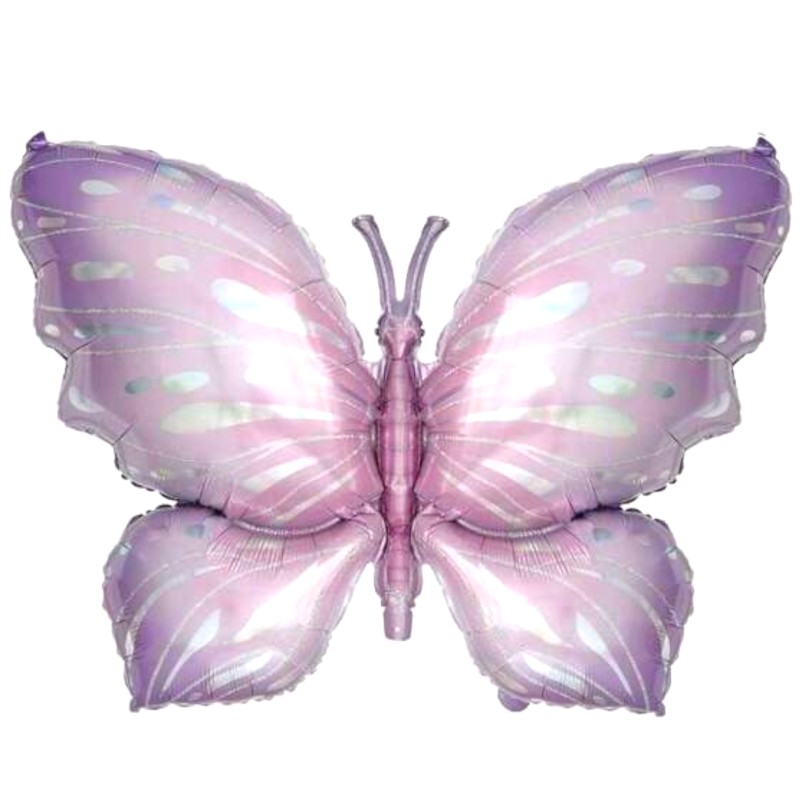 Balon foliowy motyl 110x74 pastelowy różowy