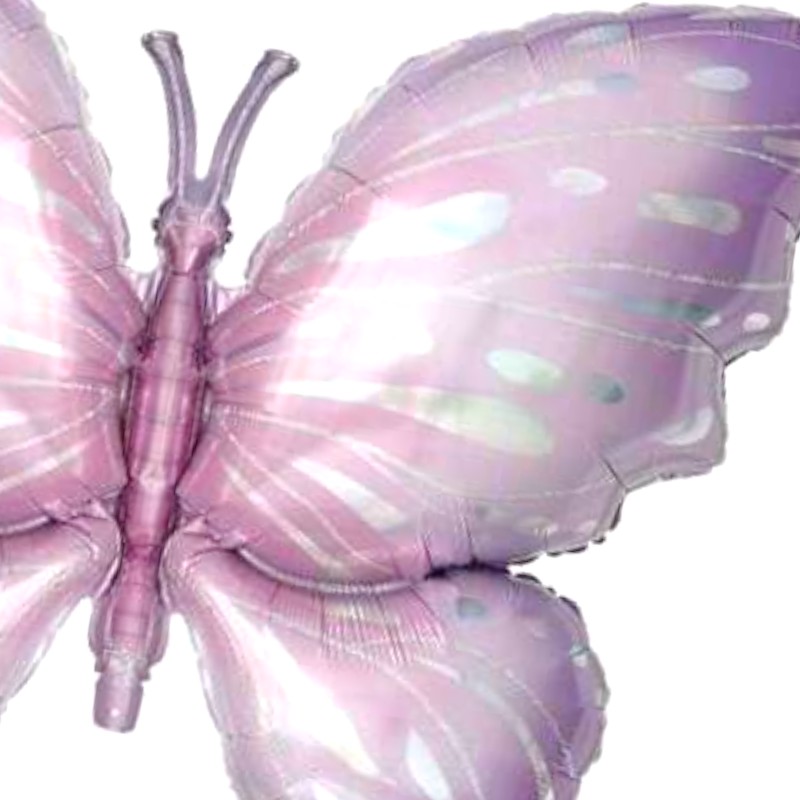 Balon foliowy motyl 110x74 pastelowy różowy