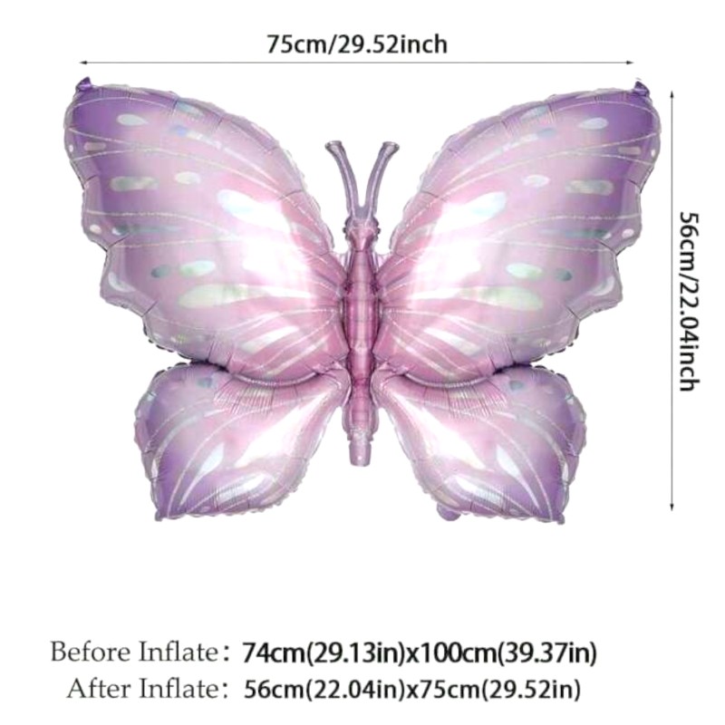 Balon foliowy motyl 110x74 pastelowy różowy