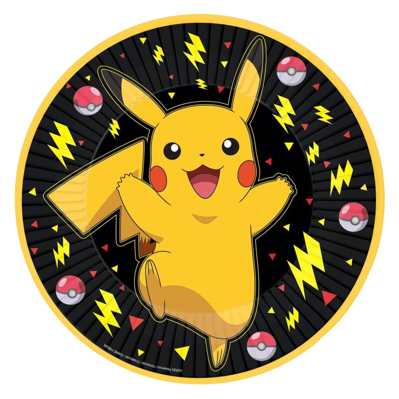 Talerzyki papierowe Pikachu Pokemon 23 cm 8 szt