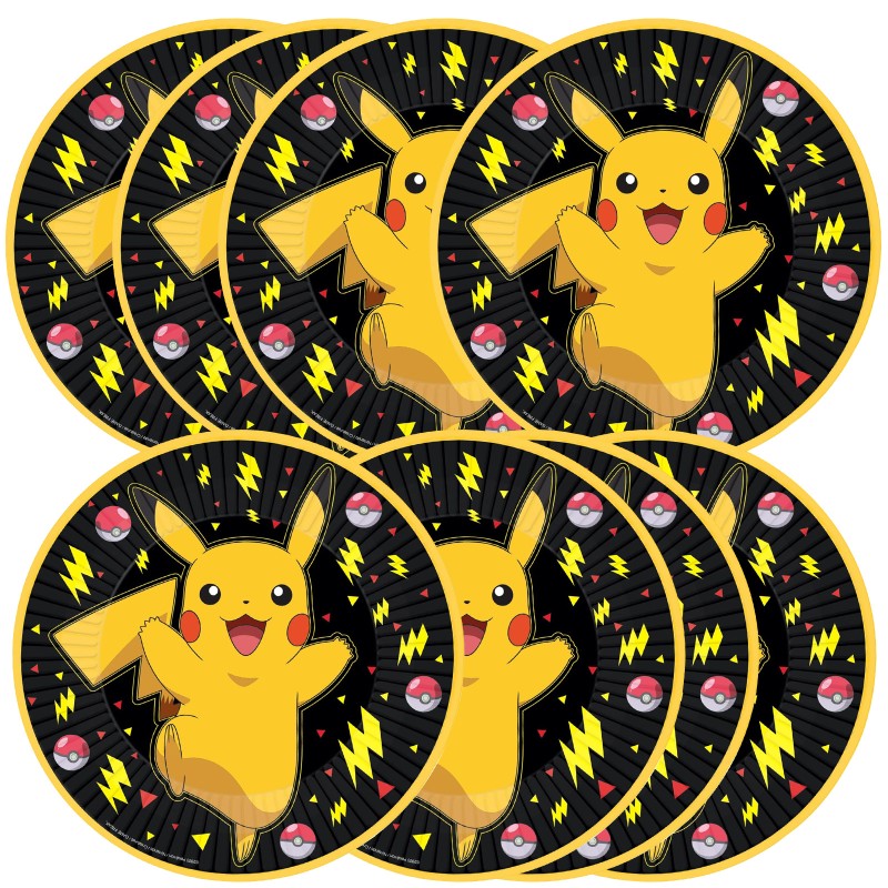 Talerzyki papierowe Pikachu Pokemon 23 cm 8 szt