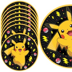 Talerzyki papierowe Pikachu Pokemon 23 cm 8 szt