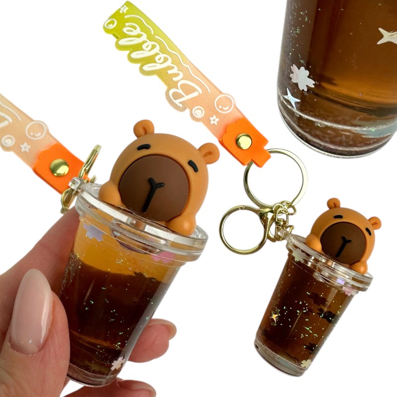 Brelok Kapibara Bubble Tea w stylu japońskim Kawaii