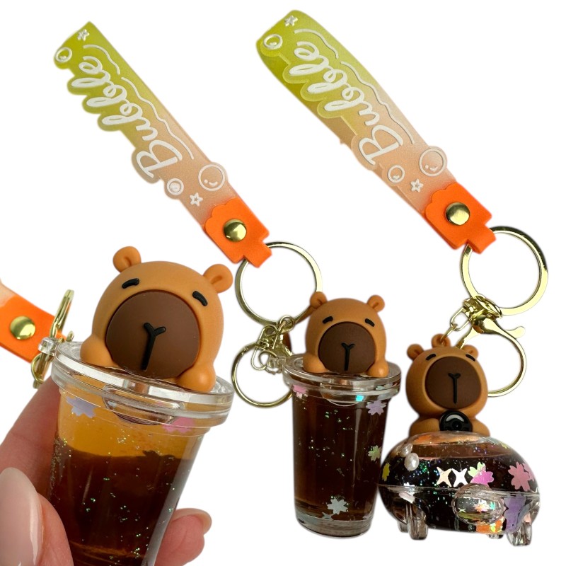 Brelok Kapibara Bubble Tea w stylu japońskim Kawaii