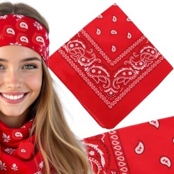 Czerwona Bandana Bandamka Paisley 53x53cm 100% Bawełna